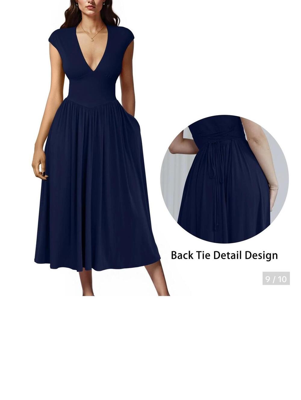 Viral OYS Cap Sleeve Midi Dress With Pockets